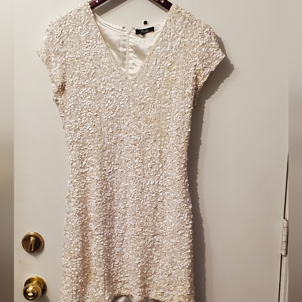 Women's Parker sequin white mini dress size 6